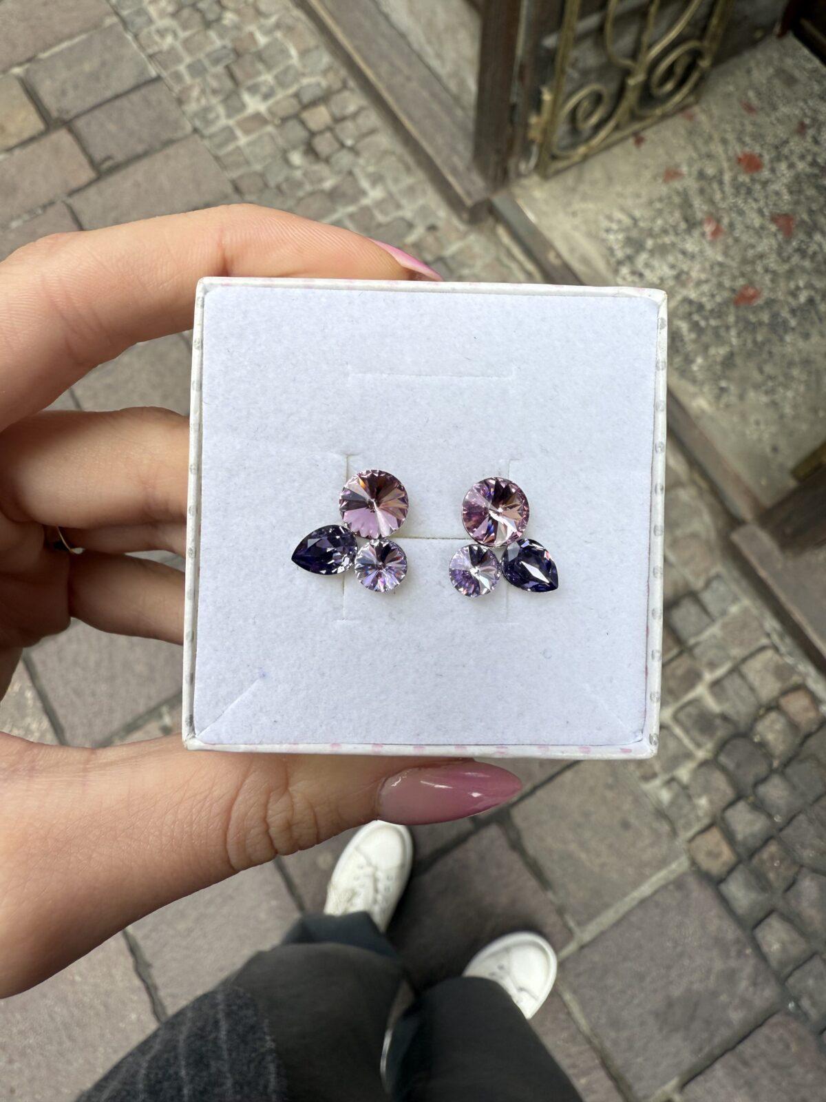 Srebrne kolczyki violet